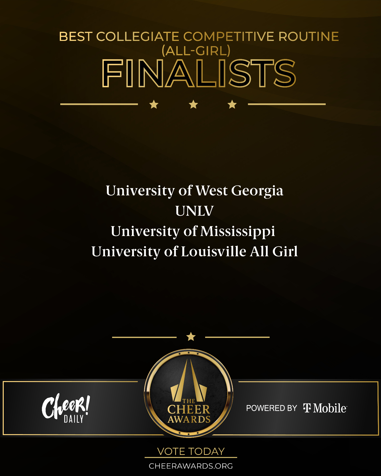 Best Collegiate Competitive Routine All-Girl finalists