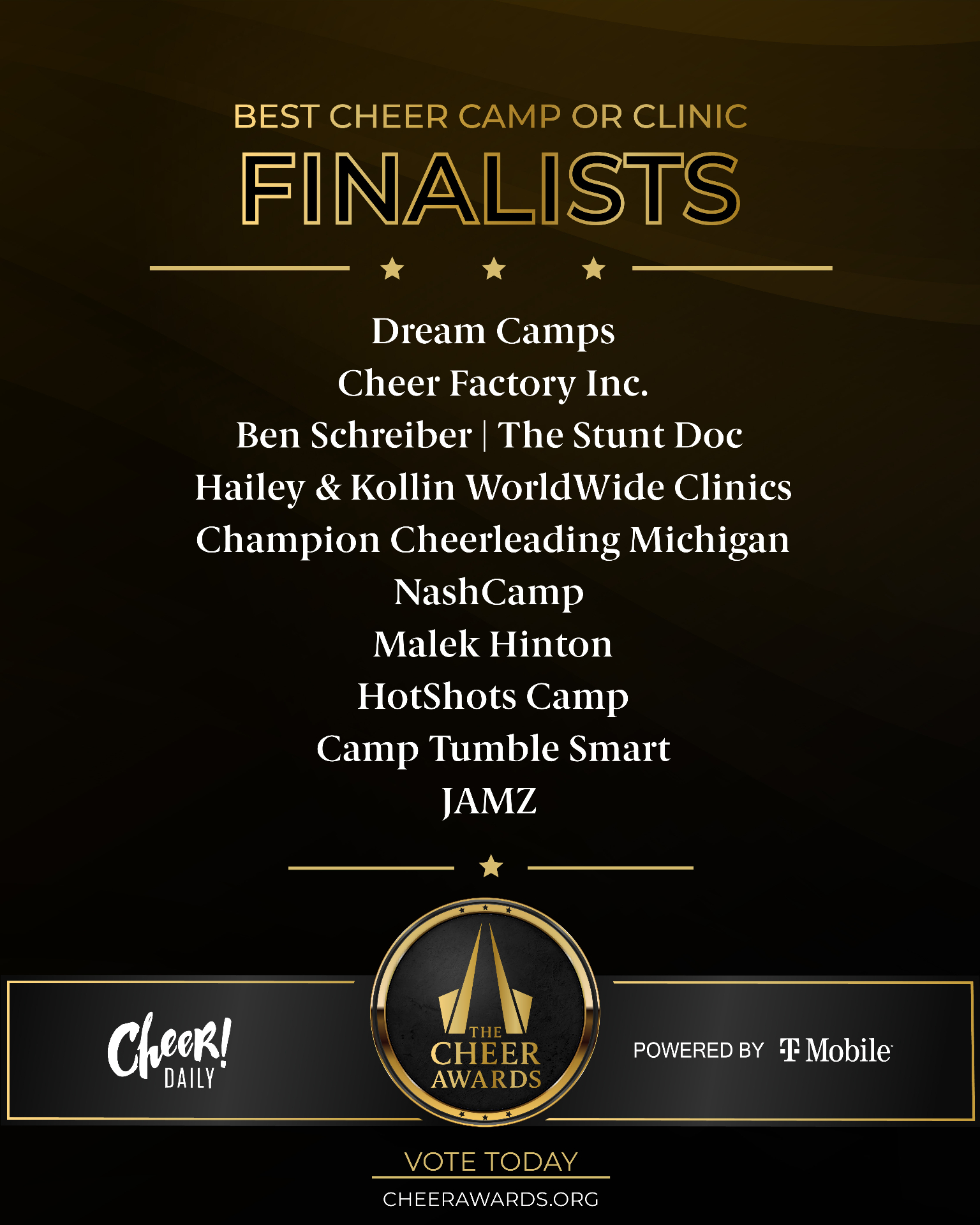 Best Cheer Camp or Clinic finalists