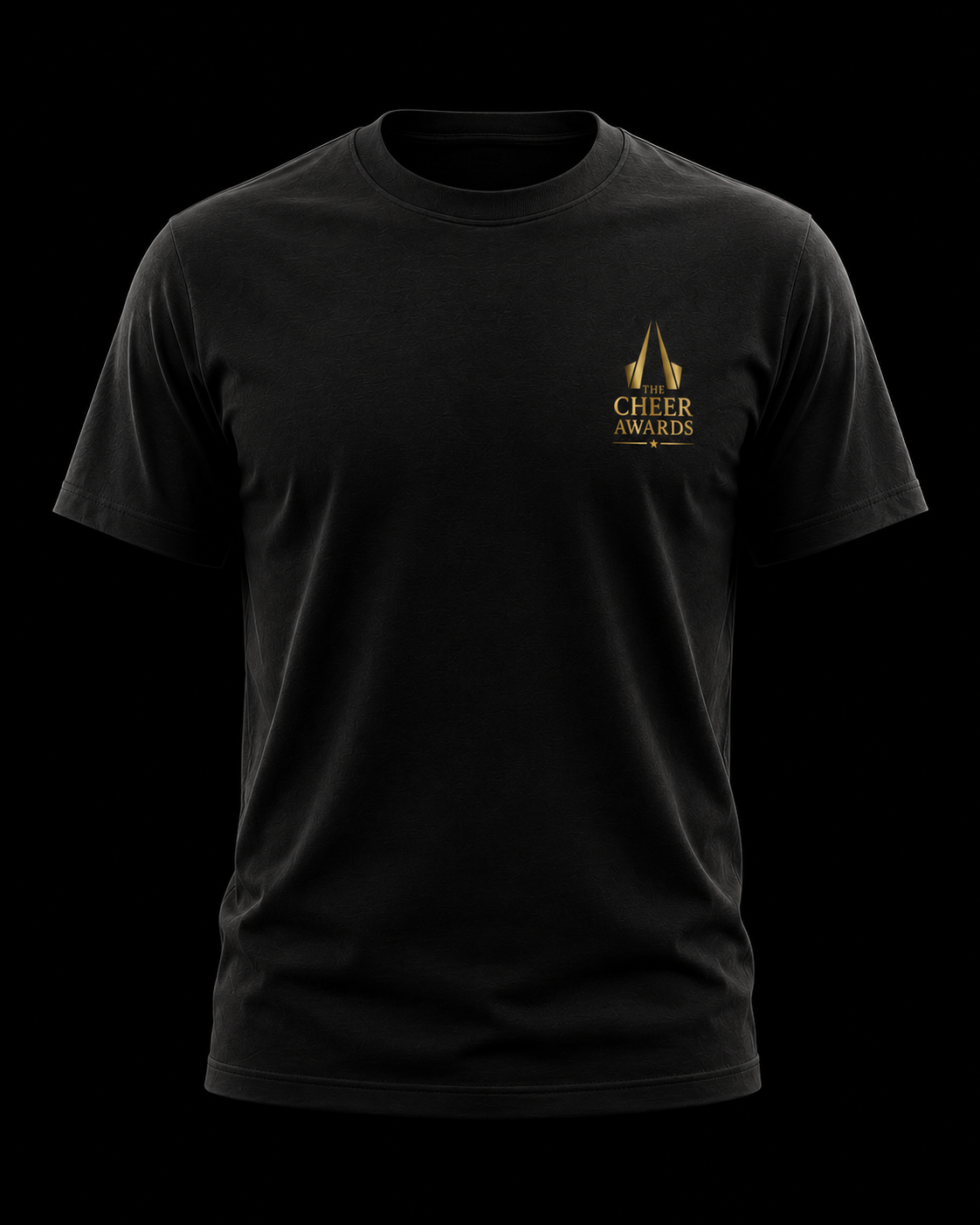 Official Cheer Awards 2026 black t-shirt with gold logo